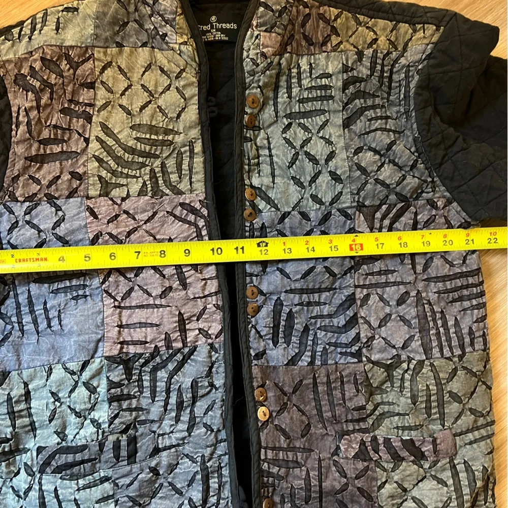 Vintage Sacred Threads Patchwork Quilted Jacket Earthy Tones Small - Picture 5 of 7